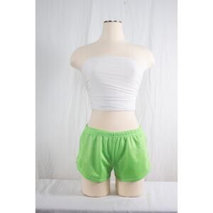 Vintage Y2K Soffe Lime Green Nylon Micro Mini Shorts, Retro Workout Running, Med
